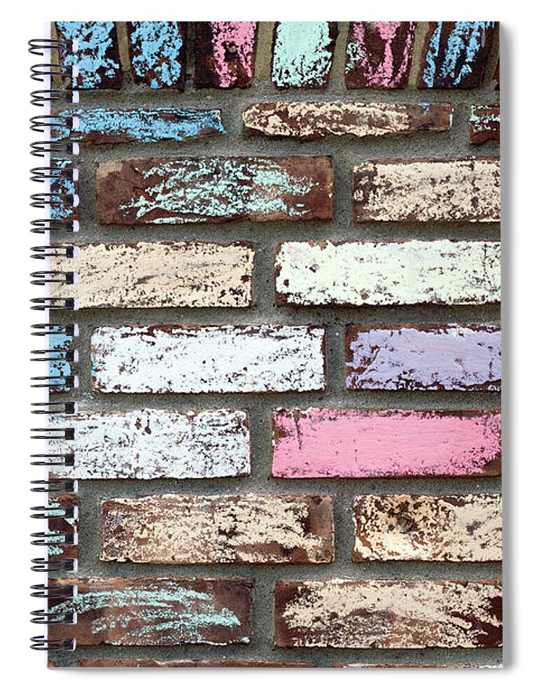 Outdoors Spiral Notebook featuring the photograph Colourfully Chalked Brick Wall by Snap Decision