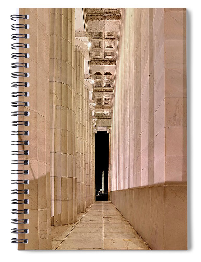 Metro Spiral Notebook featuring the photograph Columns and Monuments by Metro DC Photography
