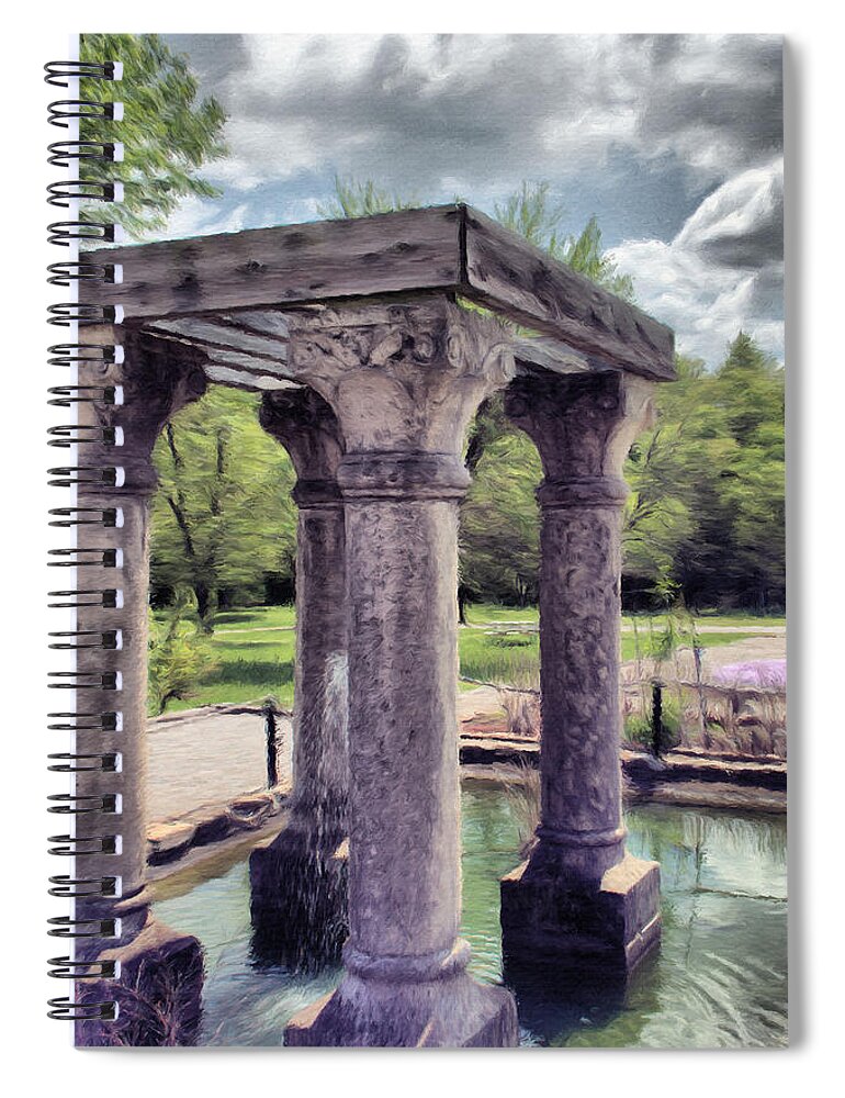 Cloud Spiral Notebook featuring the painting Columns in the Water by Jeffrey Kolker