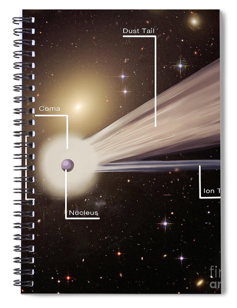 Comet With Parts Labeled Spiral Notebook by Spencer Sutton - Fine 