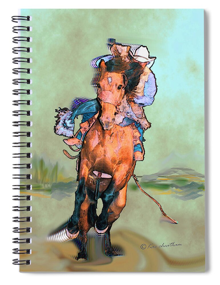 Cowboy Spiral Notebook featuring the digital art Comin' Atcha by Kae Cheatham