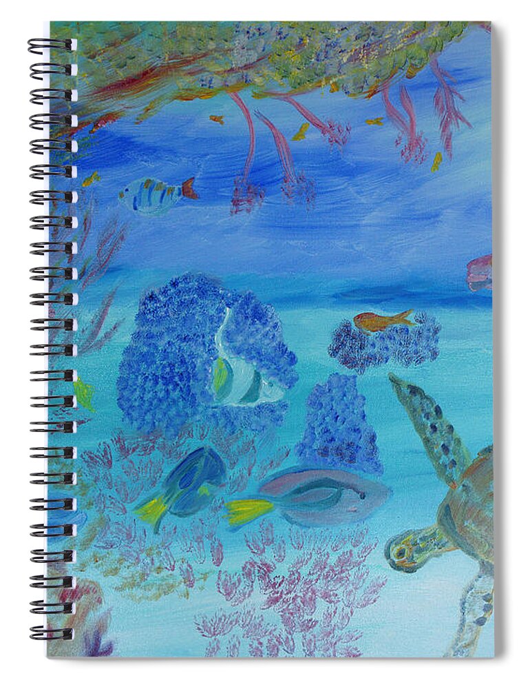 Ocean Spiral Notebook featuring the painting Coming Out of My Shell by Meryl Goudey