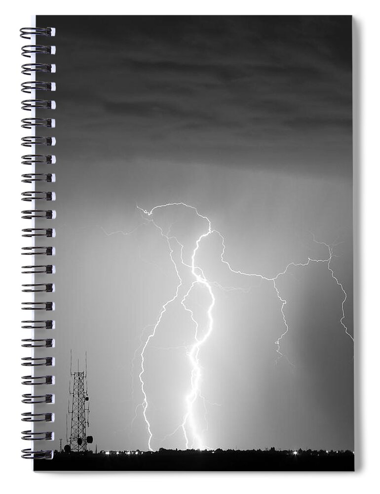 Lightning Spiral Notebook featuring the photograph Comparing Data In Black and White by James BO Insogna
