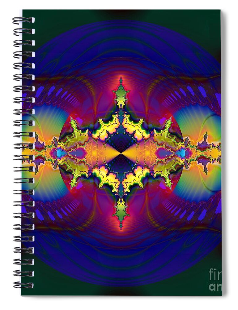 Controlled Tangle / Blue Orb Spiral Notebook featuring the digital art Controlled Tangle / Blue Orb by Elizabeth McTaggart