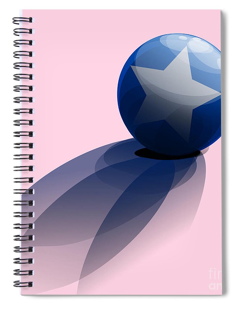 Pink Spiral Notebook featuring the digital art Blue Ball decorated with Star by Vintage Collectables