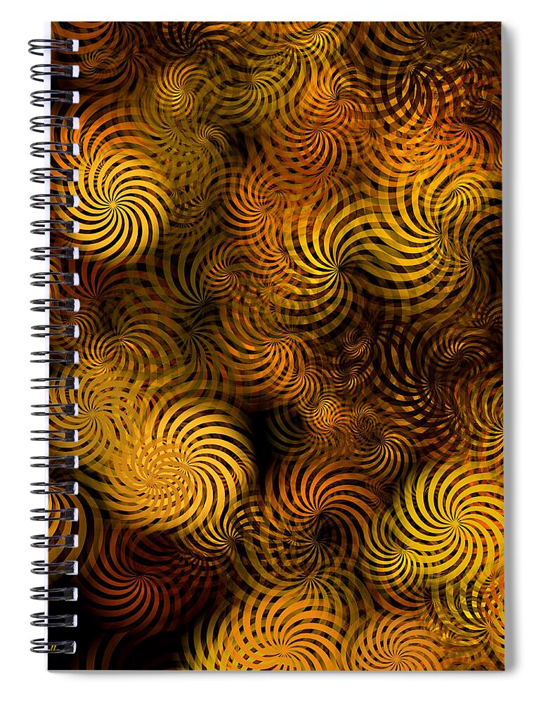 Copper Spiral Notebook featuring the mixed media Copper Spirals Abstract Square by Christina Rollo