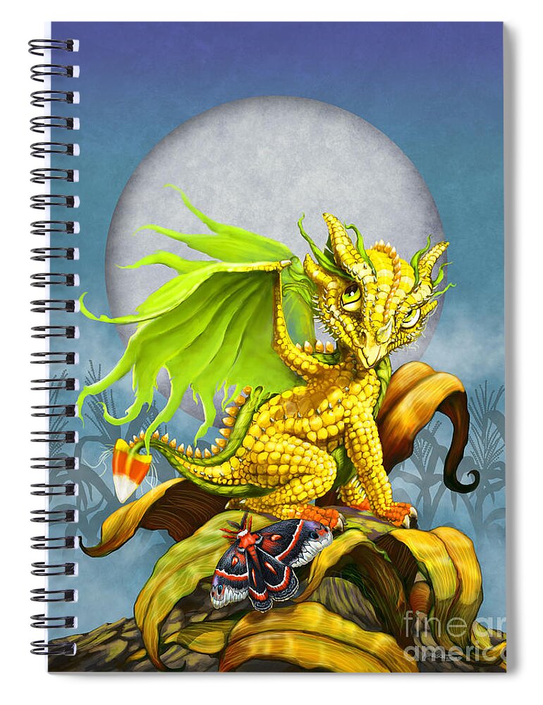 Dragon Spiral Notebook featuring the digital art Corn Dragon by Stanley Morrison