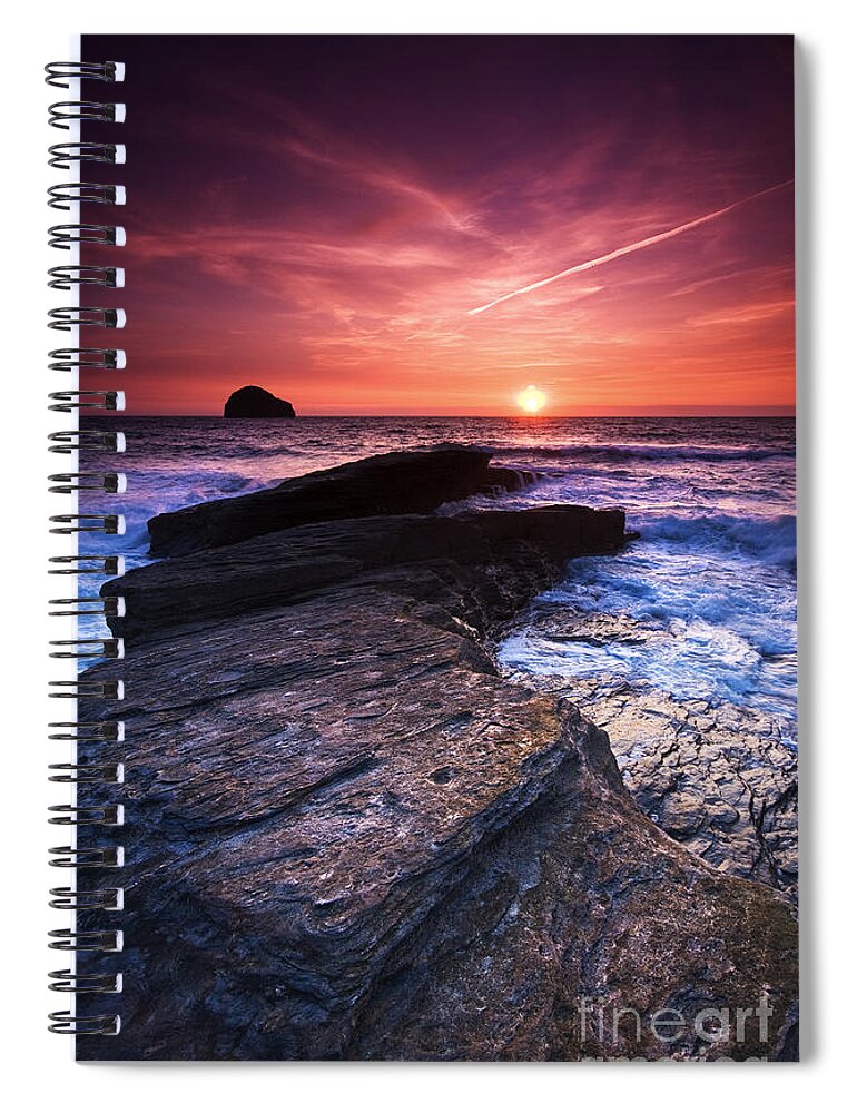 Sunset Spiral Notebook featuring the photograph Cornish Sunset by David Lichtneker