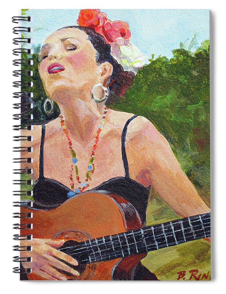 Corrido Spiral Notebook featuring the painting Corrido by Bonnie Rinier