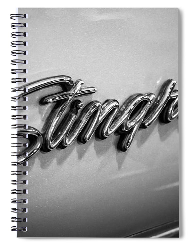 American Spiral Notebook featuring the photograph Corvette Stingray Emblem Black and White Picture by Paul Velgos