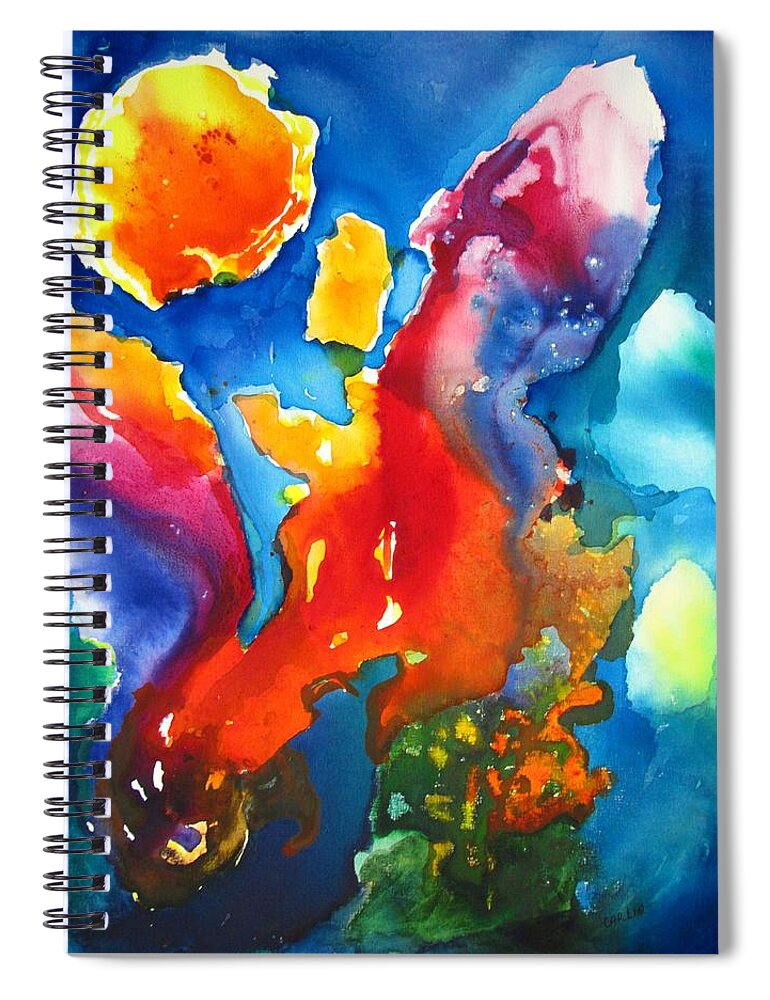 Abstract Spiral Notebook featuring the painting Cosmic Fire Abstract by Carlin Blahnik CarlinArtWatercolor
