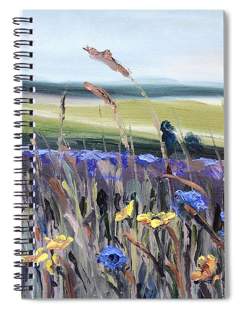 Spring Spiral Notebook featuring the painting Cotswold Wildflowers by Donna Tuten