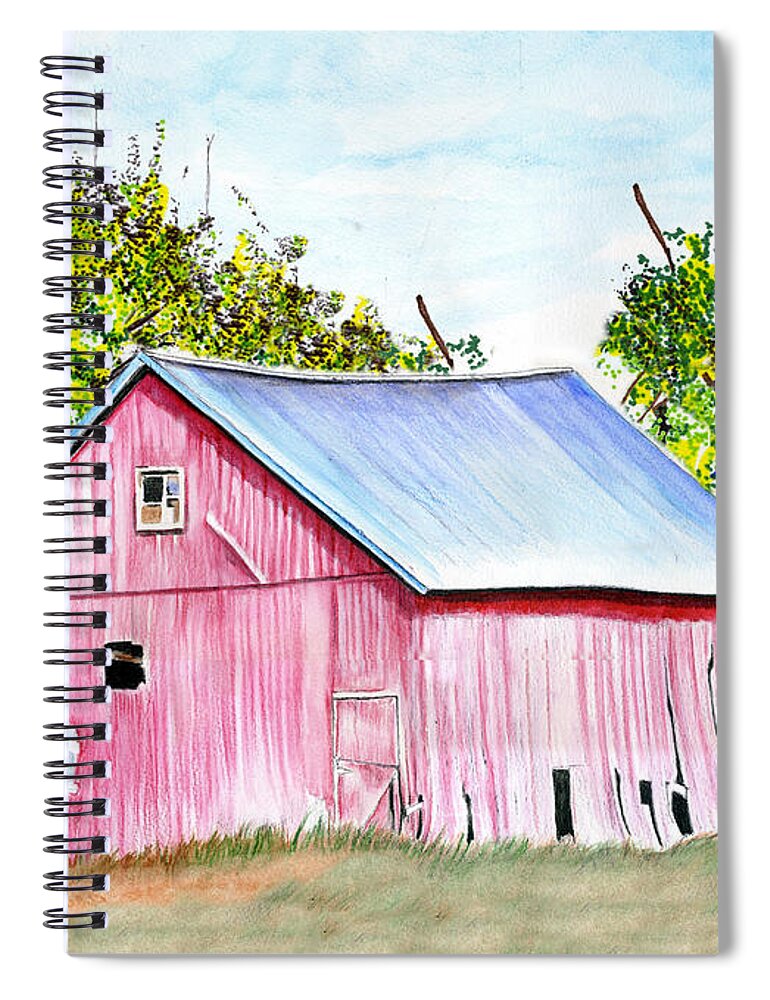 Barn Spiral Notebook featuring the drawing Country Barn by Bill Richards