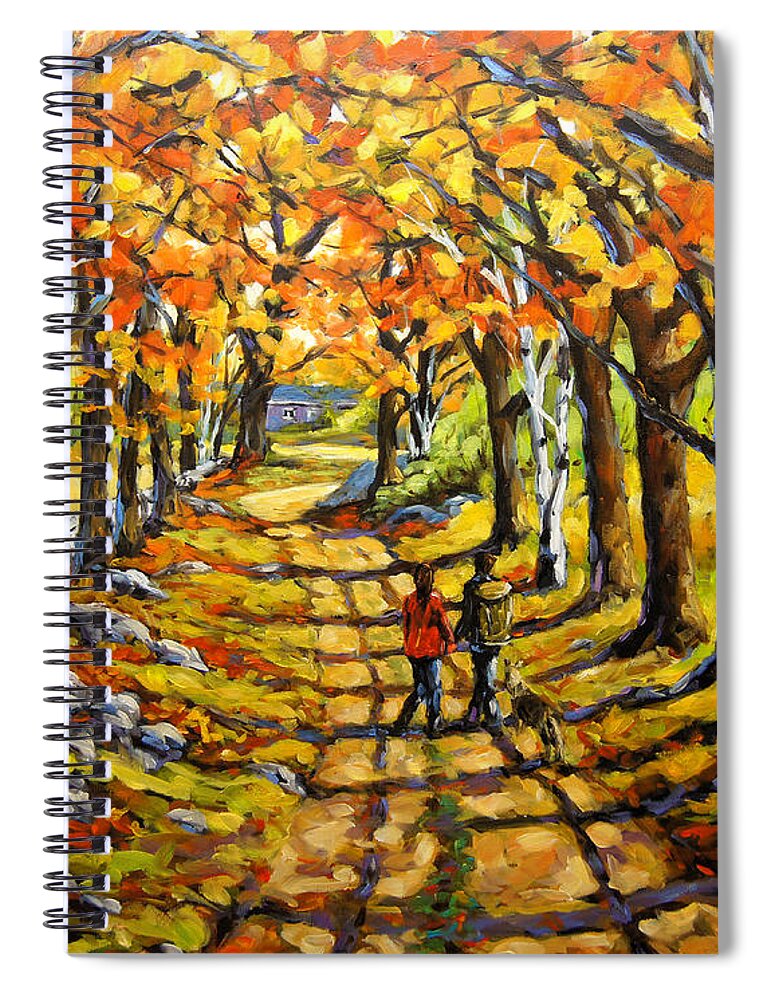 Autumn Spiral Notebook featuring the painting Country Lane Romance by Prankearts by Richard T Pranke