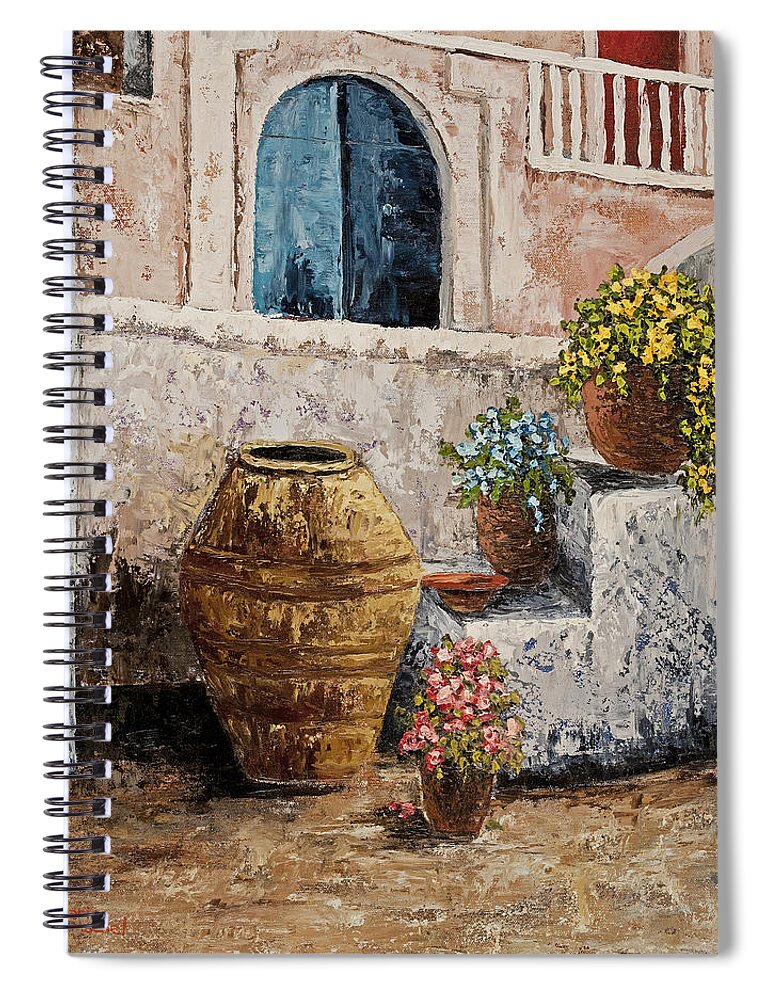 Courtyard Spiral Notebook featuring the painting Courtyard 2 by Darice Machel McGuire