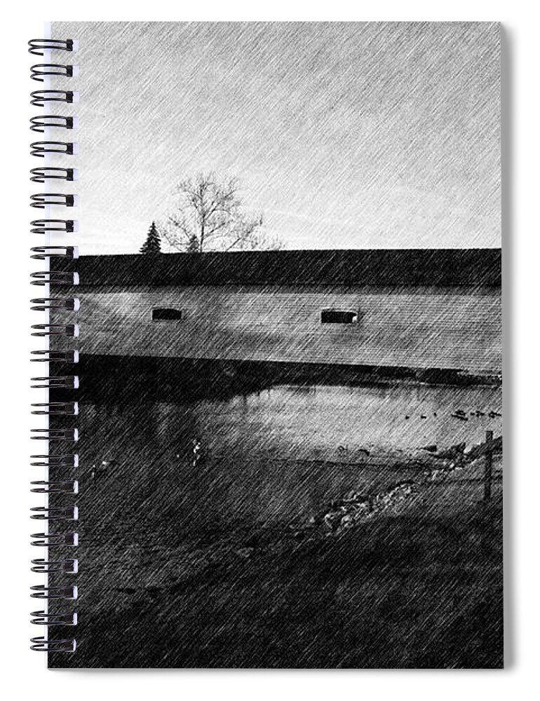 Covered Bridge Spiral Notebook featuring the photograph Covered Bridge Elizabethton Tennessee c. 1882 by Denise Beverly