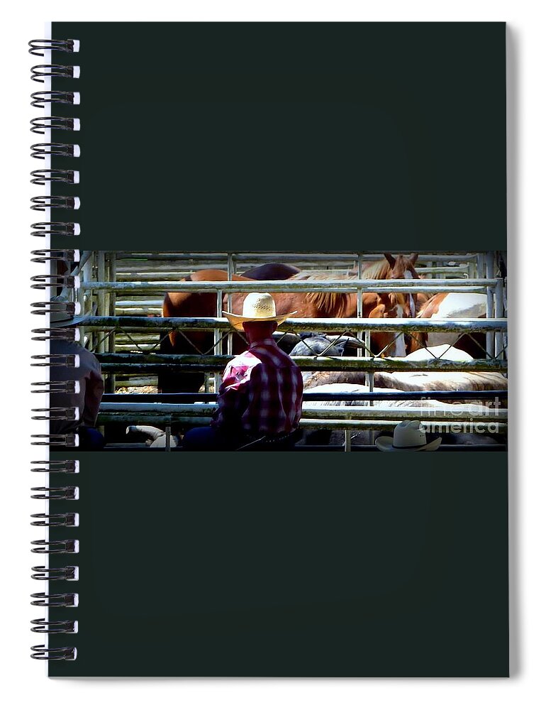 St. Paul Rodeo Time Spiral Notebook featuring the photograph Cowboys Corral by Susan Garren