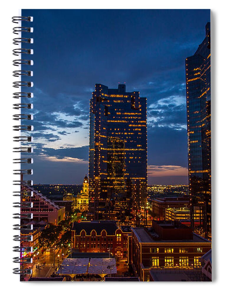Fort Worth Spiral Notebook featuring the photograph Cowtown at night by Paul Quinn