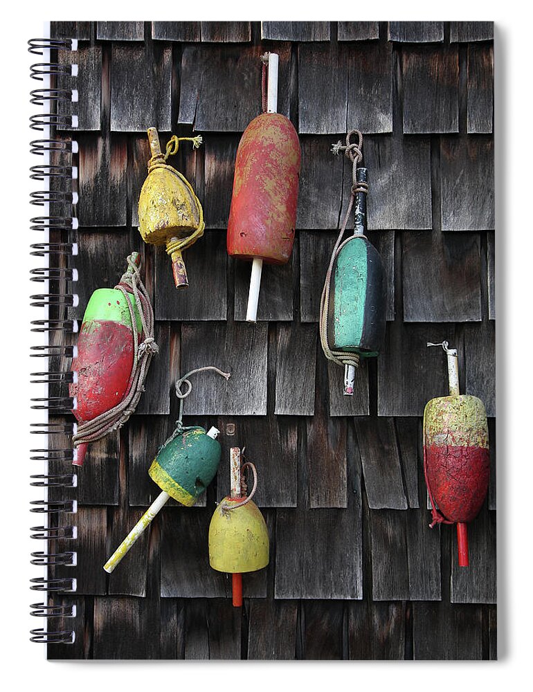 Crab Pot Floats Spiral Notebook by Photo By Wayne Bierbaum; Annapolis,  Maryland 