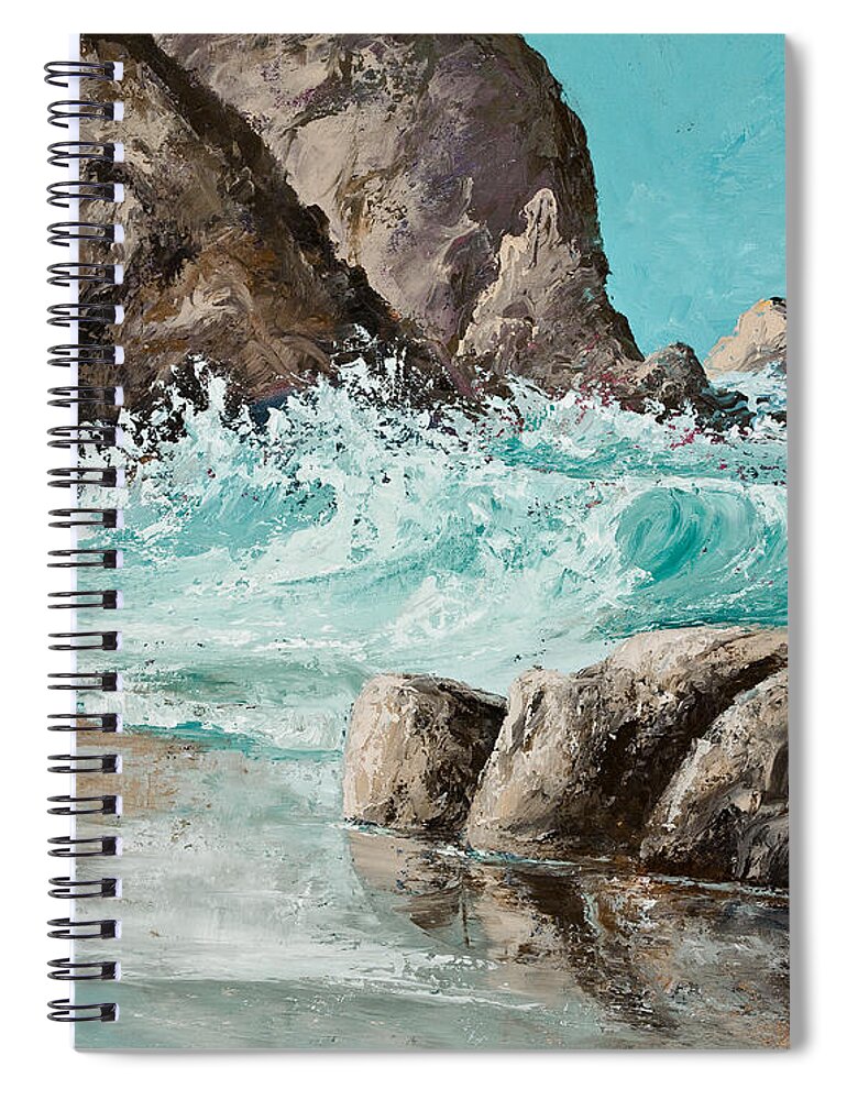 Ocean Spiral Notebook featuring the painting Crashing Waves by Darice Machel McGuire