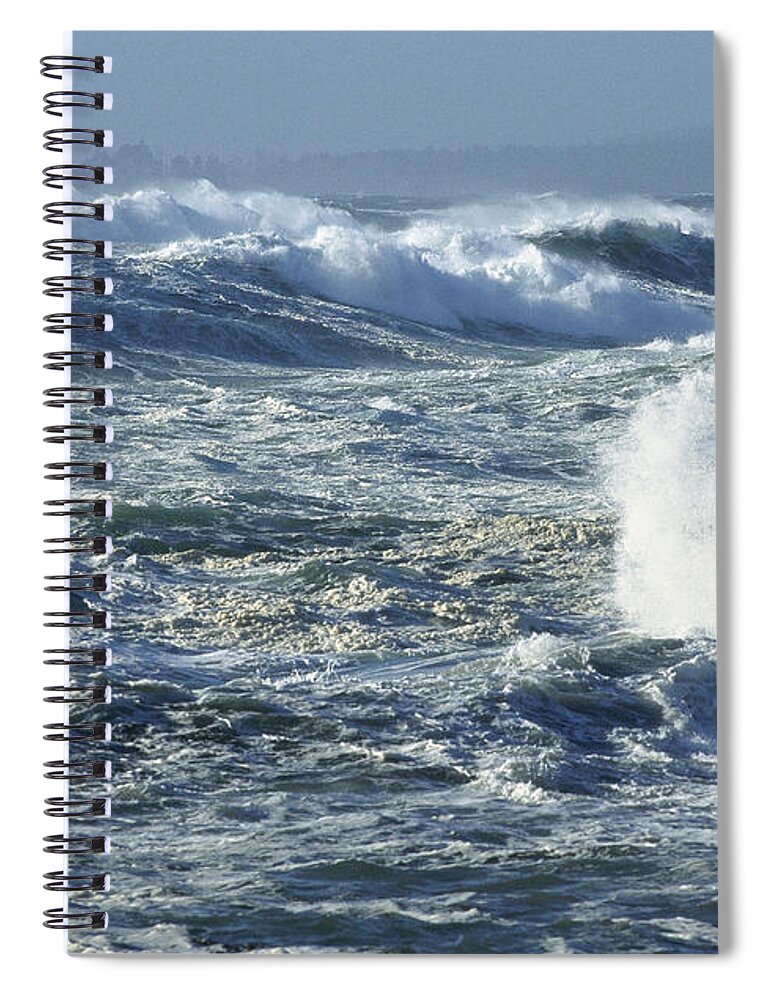Feb0514 Spiral Notebook featuring the photograph Crashing Waves Long Beach Clayoquot by Flip Nicklin