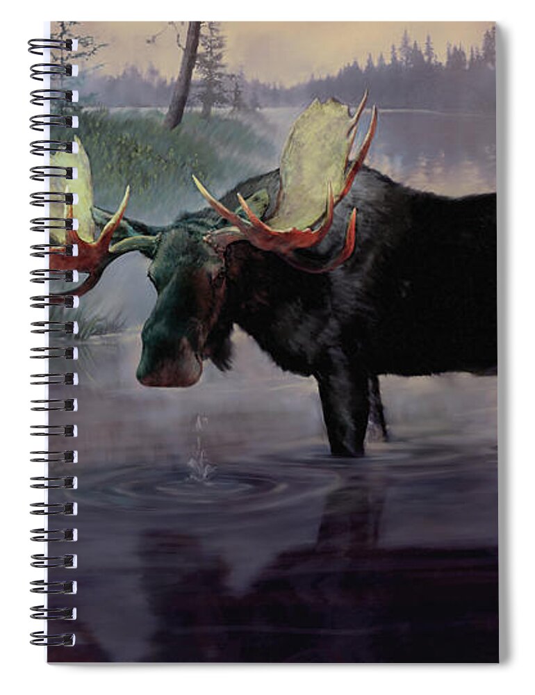 Alaskan Moose Spiral Notebook featuring the painting Craven Moose by Robert Corsetti