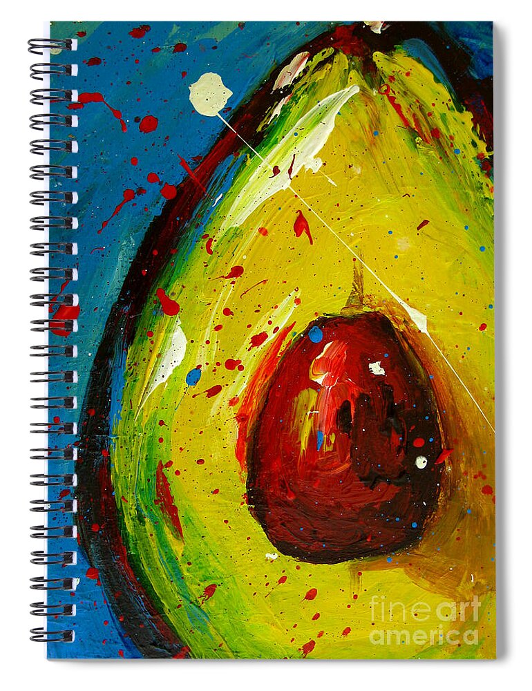 Pop Modern Avocado Art Spiral Notebook featuring the painting Crazy Avocado 4 - Modern Art by Patricia Awapara