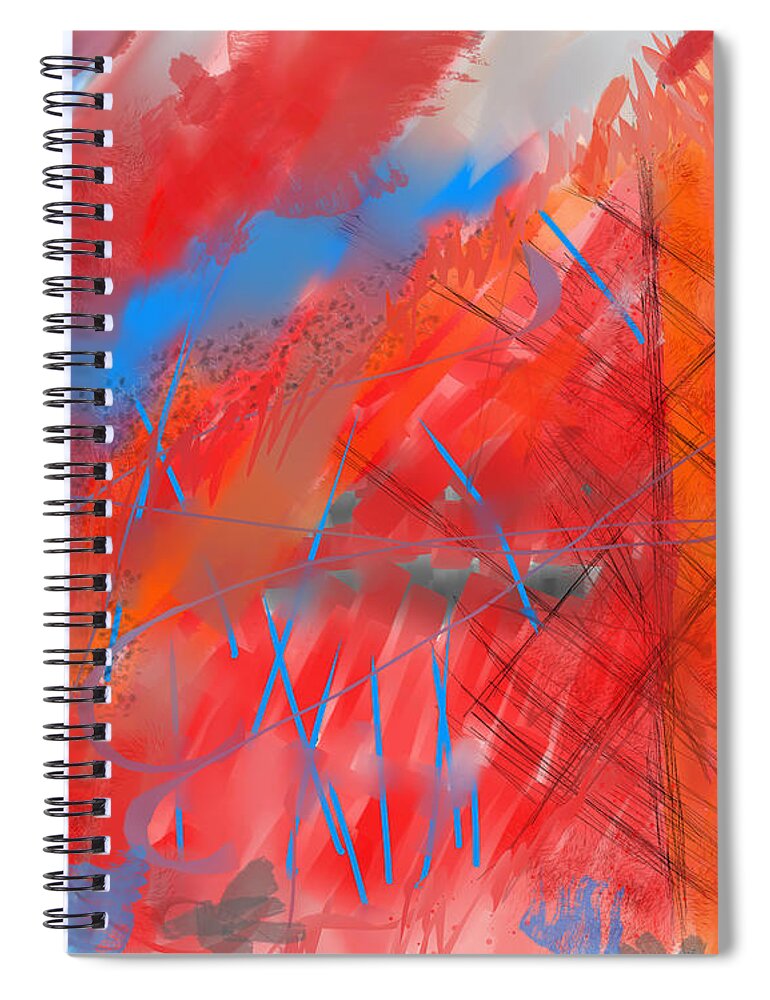 Abstract Spiral Notebook featuring the digital art Crazy Vibrance by Kristen Fox
