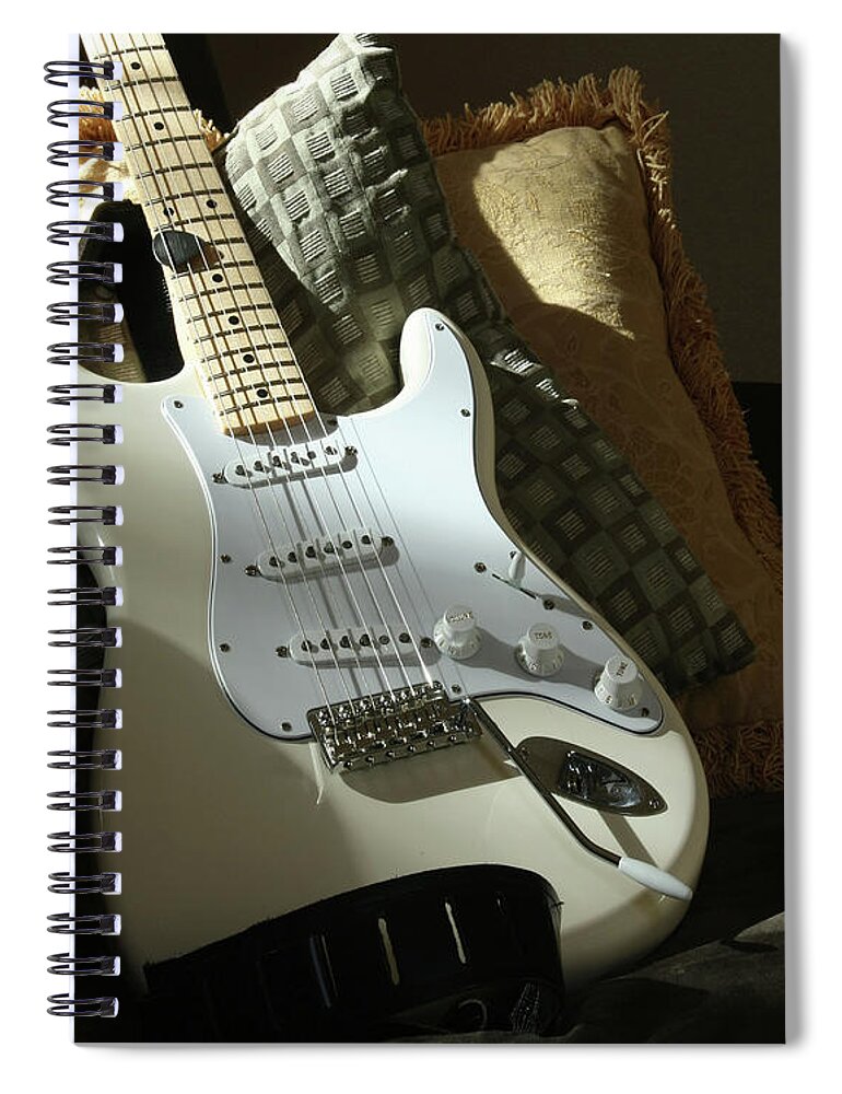 Guitar Spiral Notebook featuring the photograph Cream Guitar by Kelly Holm