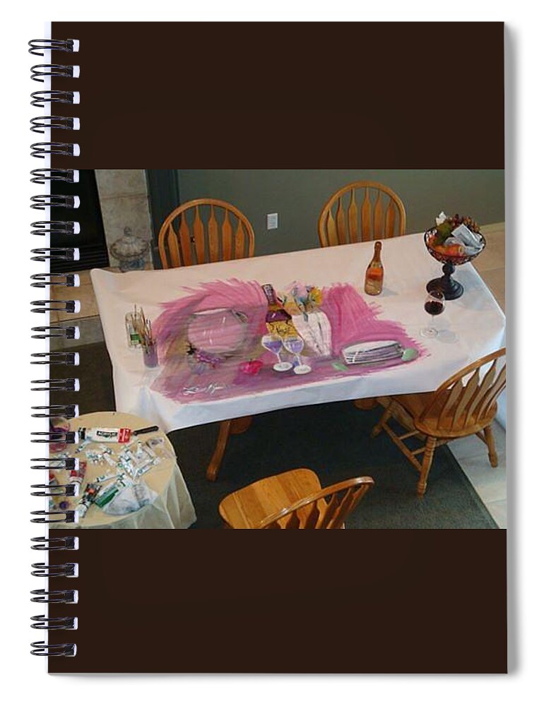 Paper Spiral Notebook featuring the painting Creating Wrapping Paper by Lisa Kaiser