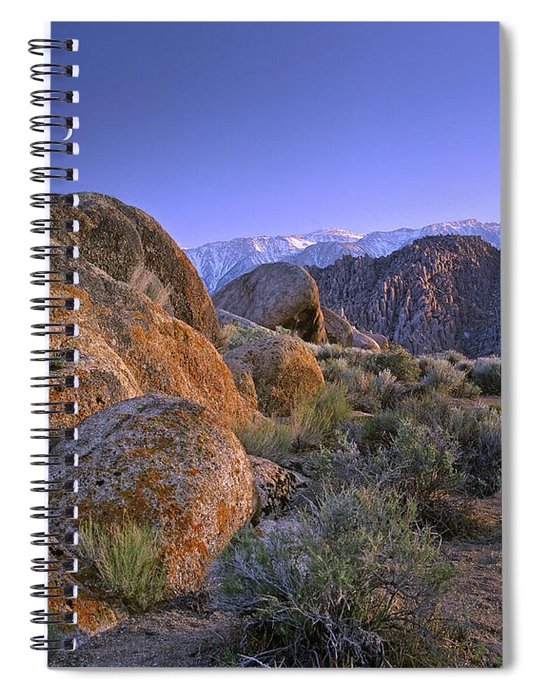 Feb0514 Spiral Notebook featuring the photograph Crescent Moon Rising Over Sierra Nevada by Tim Fitzharris