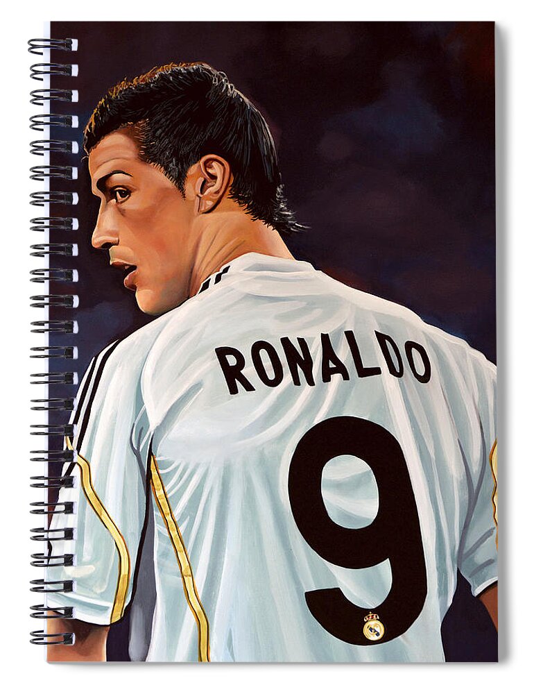 Real Madrid Spiral Notebook featuring the painting Cristiano Ronaldo by Paul Meijering