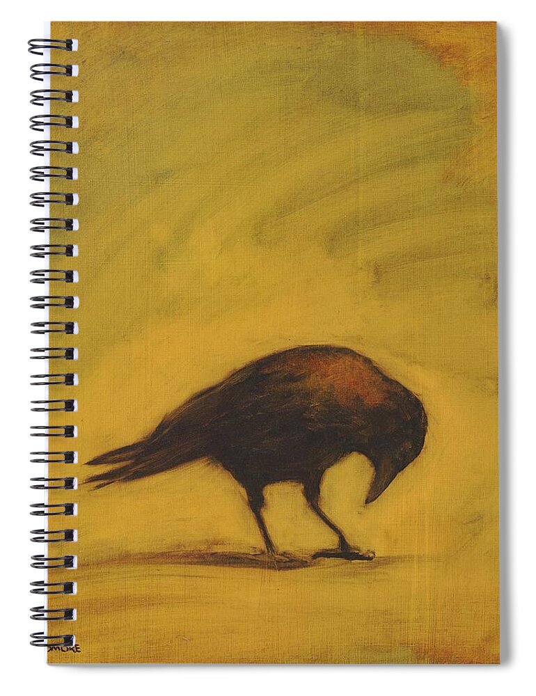 Crow Spiral Notebook featuring the painting Crow 11 by David Ladmore