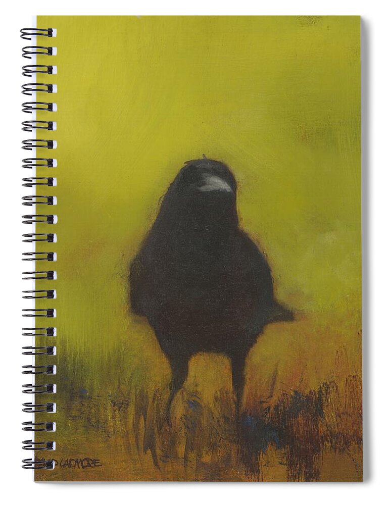 Crow Spiral Notebook featuring the painting Crow 13 by David Ladmore