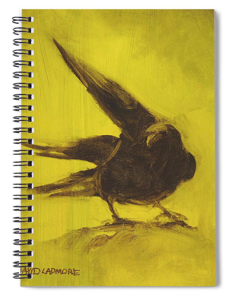 Crow Spiral Notebook featuring the painting Crow 2 by David Ladmore