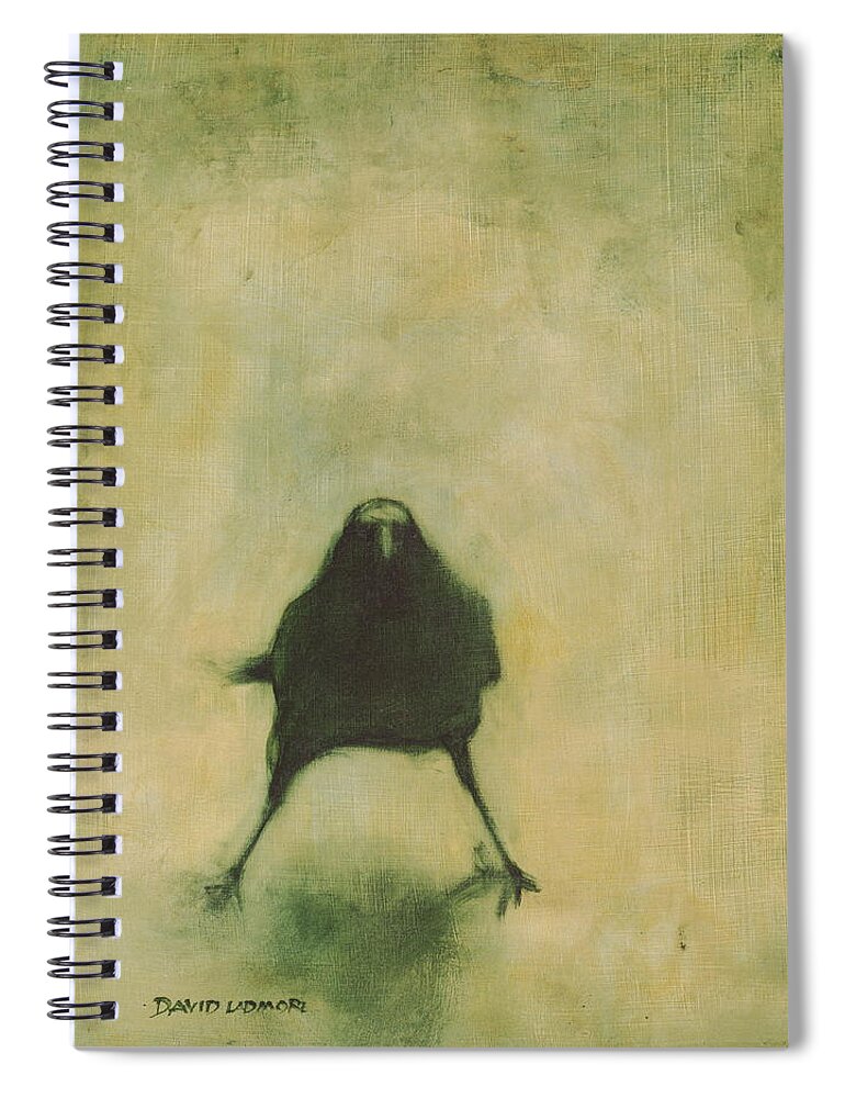 Crow Spiral Notebook featuring the painting Crow 6 by David Ladmore