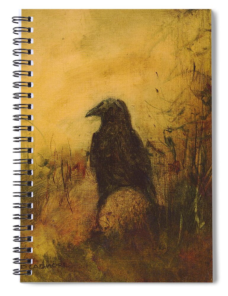 Crow Spiral Notebook featuring the painting Crow 7 by David Ladmore