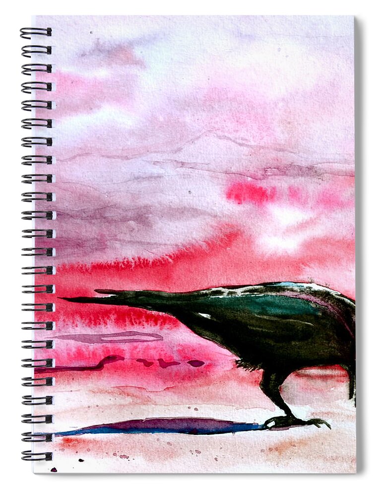 Crow At Dawn Spiral Notebook featuring the painting Crow At Dawn by Beverley Harper Tinsley