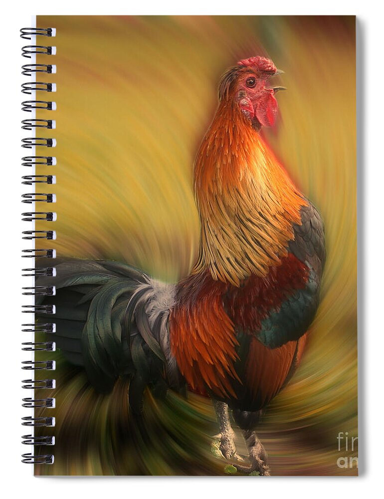Rooster Spiral Notebook featuring the photograph Crowing Rooster by Smilin Eyes Treasures