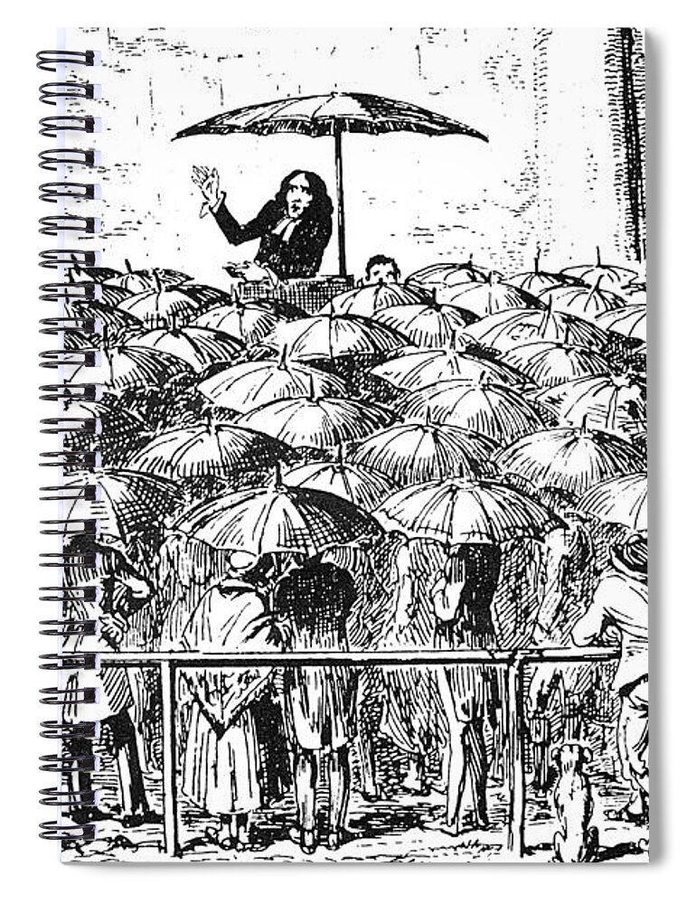 19th Century Spiral Notebook featuring the painting Cruikshank Umbrellas by Granger
