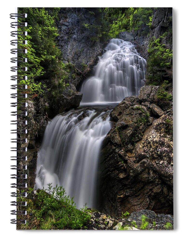 New Hampshire Spiral Notebook featuring the photograph Crystal Cascade in Pinkham Notch by White Mountain Images