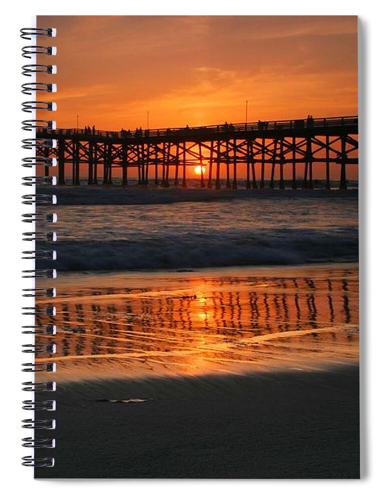 Landscape Spiral Notebook featuring the photograph Crystal Pier Sunset by Scott Cunningham