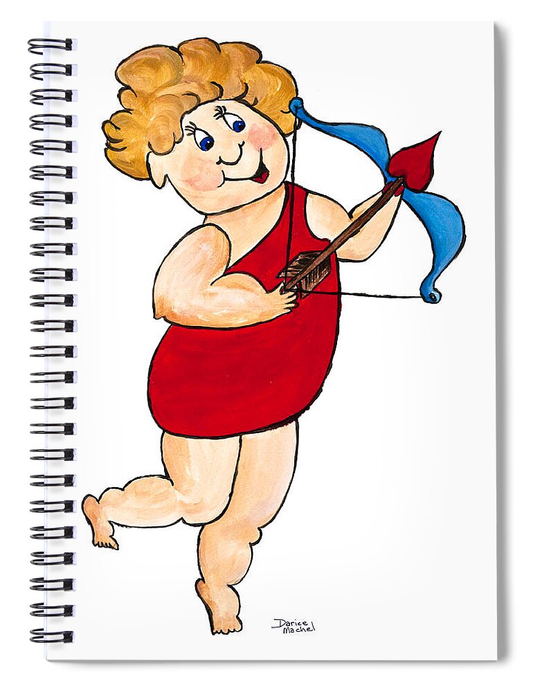 Cartoon Spiral Notebook featuring the painting Cupid by Darice Machel McGuire