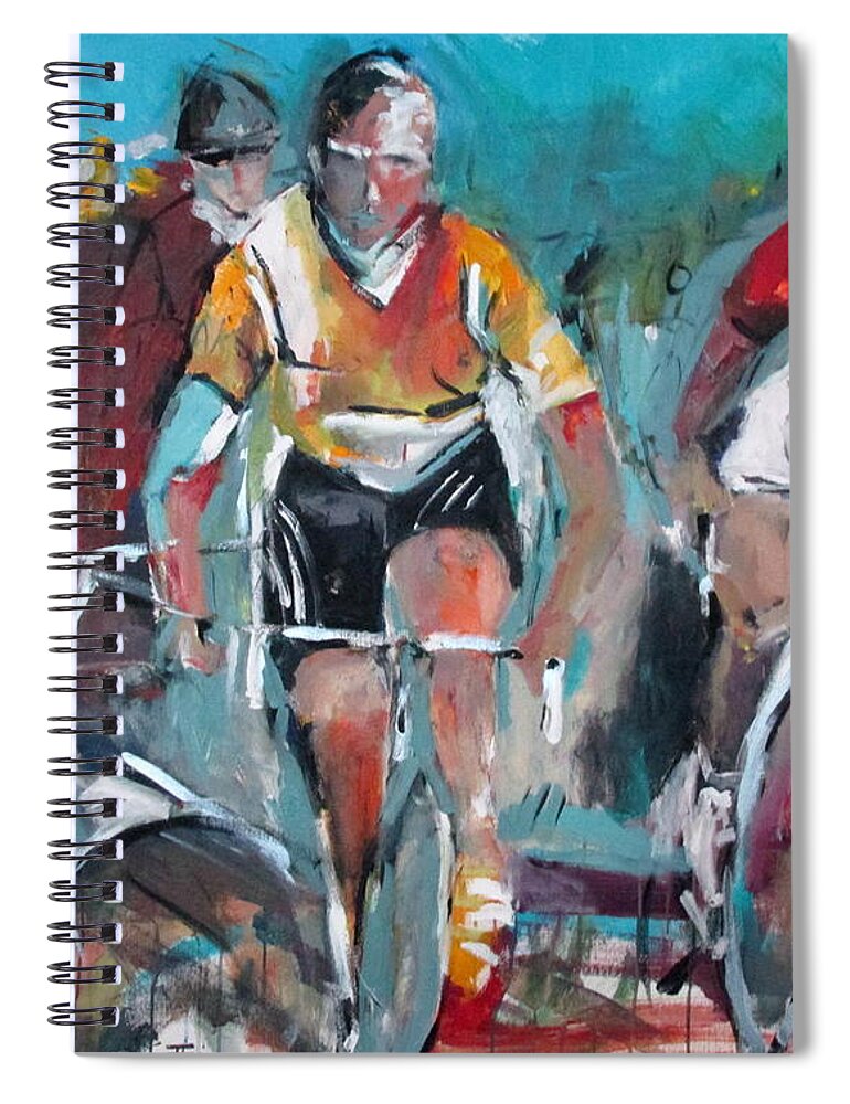 Cycling Spiral Notebook featuring the painting Cycling Trinity by John Gholson