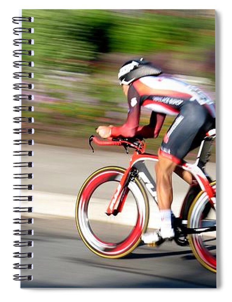 Cycling Spiral Notebook featuring the photograph Cyclist Time Trial by Kevin Desrosiers