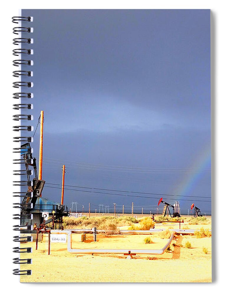 Cymric Field Spiral Notebook featuring the photograph Cymric Field Rainbow by Lanita Williams