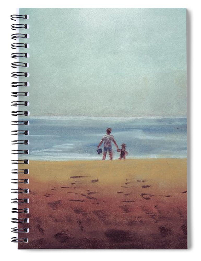 Daddy Spiral Notebook featuring the drawing Daddy at the Beach by Samantha Geernaert