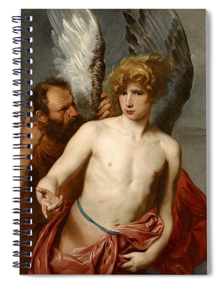 Anthony Van Dyck Spiral Notebook featuring the painting Daedalus and Icarus by Anthony van Dyck