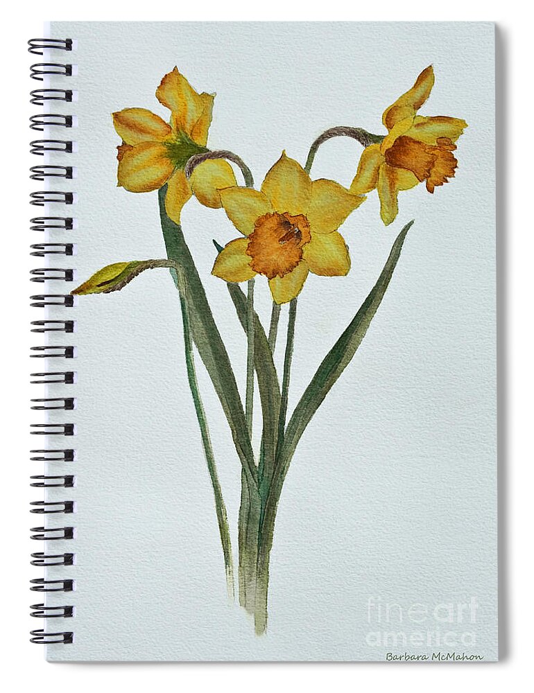 Daffodil Spiral Notebook featuring the painting Daffodil Delight by Barbara McMahon