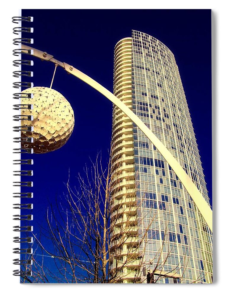 Dallas Spiral Notebook featuring the digital art Dallas Museum Tower by Alec Drake